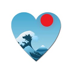 Minimalism Great Wave Off Kanagawa Heart Magnet by Sarkoni