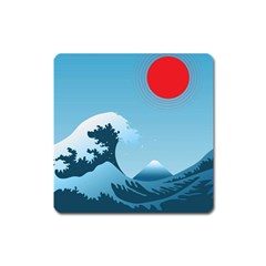 Minimalism Great Wave Off Kanagawa Square Magnet by Sarkoni