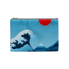 Minimalism Great Wave Off Kanagawa Cosmetic Bag (medium) by Sarkoni