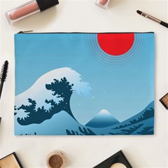 Minimalism Great Wave Off Kanagawa Cosmetic Bag (xl) by Sarkoni