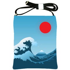 Minimalism Great Wave Off Kanagawa Shoulder Sling Bag by Sarkoni