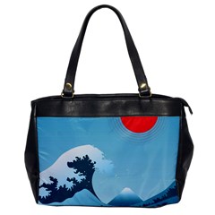 Minimalism Great Wave Off Kanagawa Oversize Office Handbag by Sarkoni