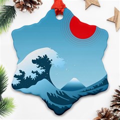 Minimalism Great Wave Off Kanagawa Ornament (snowflake) by Sarkoni