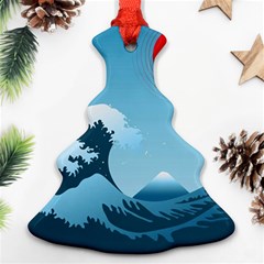 Minimalism Great Wave Off Kanagawa Ornament (christmas Tree)  by Sarkoni