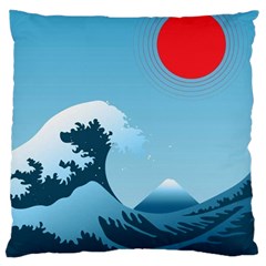 Minimalism Great Wave Off Kanagawa Large Cushion Case (one Side) by Sarkoni