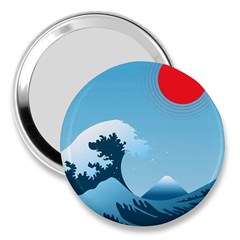 Minimalism Great Wave Off Kanagawa 3  Handbag Mirrors by Sarkoni