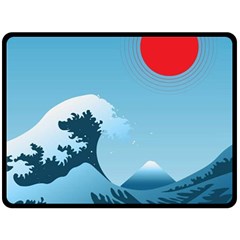 Minimalism Great Wave Off Kanagawa Two Sides Fleece Blanket (large) by Sarkoni