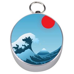 Minimalism Great Wave Off Kanagawa Silver Compasses by Sarkoni