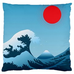 Minimalism Great Wave Off Kanagawa Standard Premium Plush Fleece Cushion Case (two Sides) by Sarkoni