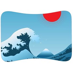 Minimalism Great Wave Off Kanagawa Velour Seat Head Rest Cushion by Sarkoni