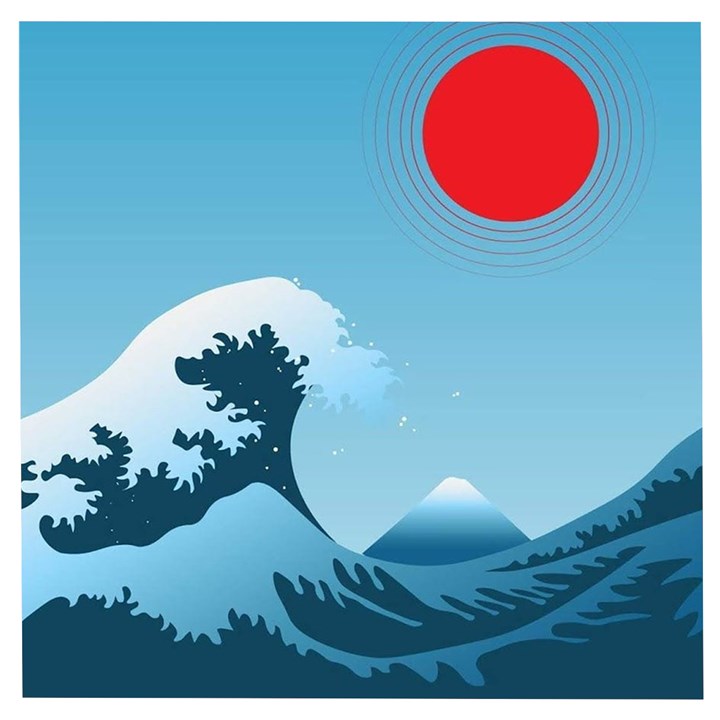 Minimalism Great Wave Off Kanagawa Wooden Puzzle Square