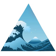 Minimalism Great Wave Off Kanagawa Wooden Puzzle Triangle by Sarkoni