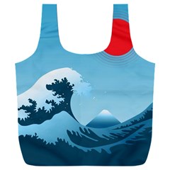 Minimalism Great Wave Off Kanagawa Full Print Recycle Bag (xxxl) by Sarkoni