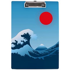 Minimalism Great Wave Off Kanagawa A4 Acrylic Clipboard by Sarkoni