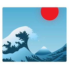 Minimalism Great Wave Off Kanagawa Premium Plush Fleece Blanket (small) by Sarkoni