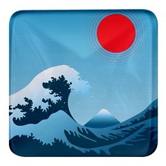 Minimalism Great Wave Off Kanagawa Square Glass Fridge Magnet (4 Pack) by Sarkoni