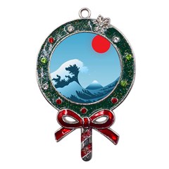 Minimalism Great Wave Off Kanagawa Metal X mas Lollipop With Crystal Ornament by Sarkoni