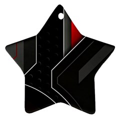 Gamer Tech Black Mesh Red Modern Shape Texture Geometric Pattern Ornament (star) by Sarkoni