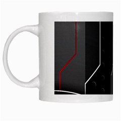 Gamer Tech Black Mesh Red Modern Shape Texture Geometric Pattern White Mug by Sarkoni