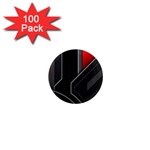 Gamer Tech Black Mesh Red Modern Shape Texture Geometric Pattern 1  Mini Magnets (100 pack)  Front