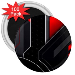 Gamer Tech Black Mesh Red Modern Shape Texture Geometric Pattern 3  Magnets (100 Pack) by Sarkoni