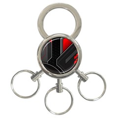 Gamer Tech Black Mesh Red Modern Shape Texture Geometric Pattern 3-ring Key Chain by Sarkoni