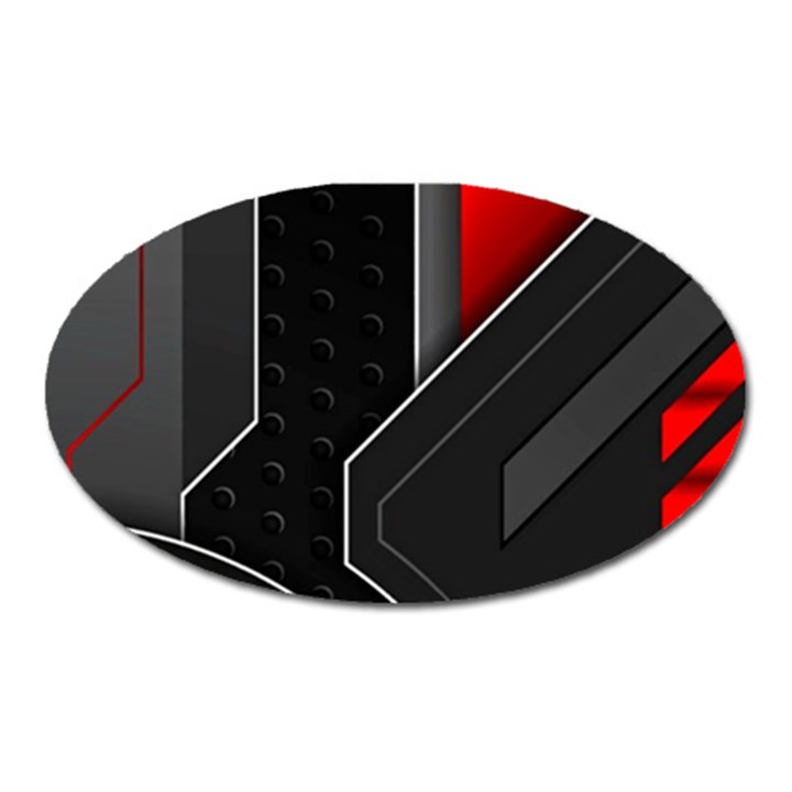 Gamer Tech Black Mesh Red Modern Shape Texture Geometric Pattern Oval Magnet