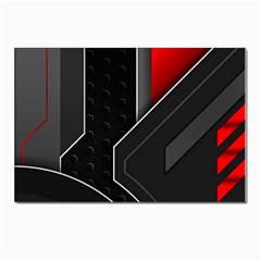 Gamer Tech Black Mesh Red Modern Shape Texture Geometric Pattern Postcard 4 x 6  (pkg Of 10) by Sarkoni