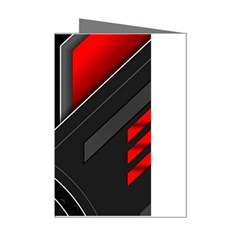 Gamer Tech Black Mesh Red Modern Shape Texture Geometric Pattern Mini Greeting Cards (pkg Of 8) by Sarkoni