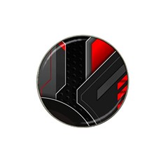 Gamer Tech Black Mesh Red Modern Shape Texture Geometric Pattern Hat Clip Ball Marker by Sarkoni