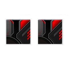 Gamer Tech Black Mesh Red Modern Shape Texture Geometric Pattern Cufflinks (square) by Sarkoni