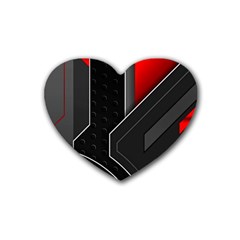 Gamer Tech Black Mesh Red Modern Shape Texture Geometric Pattern Rubber Heart Coaster (4 Pack) by Sarkoni