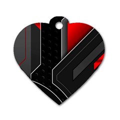 Gamer Tech Black Mesh Red Modern Shape Texture Geometric Pattern Dog Tag Heart (one Side) by Sarkoni