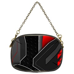 Gamer Tech Black Mesh Red Modern Shape Texture Geometric Pattern Chain Purse (two Sides) by Sarkoni