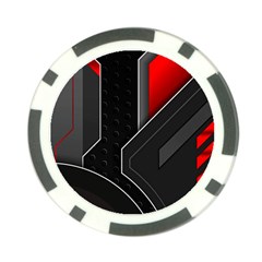 Gamer Tech Black Mesh Red Modern Shape Texture Geometric Pattern Poker Chip Card Guard (10 Pack) by Sarkoni