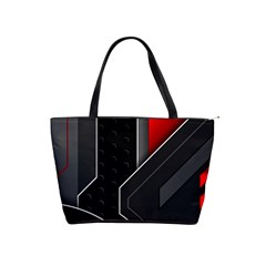 Gamer Tech Black Mesh Red Modern Shape Texture Geometric Pattern Classic Shoulder Handbag by Sarkoni