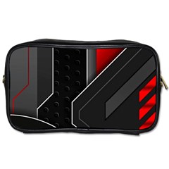 Gamer Tech Black Mesh Red Modern Shape Texture Geometric Pattern Toiletries Bag (one Side) by Sarkoni