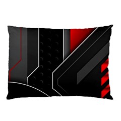 Gamer Tech Black Mesh Red Modern Shape Texture Geometric Pattern Pillow Case (two Sides) by Sarkoni