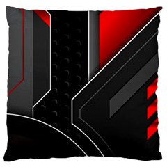 Gamer Tech Black Mesh Red Modern Shape Texture Geometric Pattern Large Cushion Case (two Sides) by Sarkoni