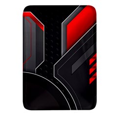 Gamer Tech Black Mesh Red Modern Shape Texture Geometric Pattern Rectangular Glass Fridge Magnet (4 Pack) by Sarkoni