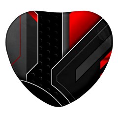 Gamer Tech Black Mesh Red Modern Shape Texture Geometric Pattern Heart Glass Fridge Magnet (4 Pack) by Sarkoni