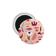 Scandinavian Flat Floral Background Coral Pink White Black Gold Pattern 1 75  Magnets by Sarkoni