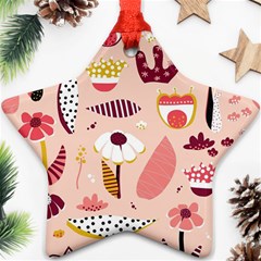 Scandinavian Flat Floral Background Coral Pink White Black Gold Pattern Ornament (star) by Sarkoni