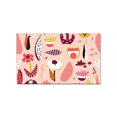 Scandinavian Flat Floral Background Coral Pink White Black Gold Pattern Sticker (rectangular) by Sarkoni