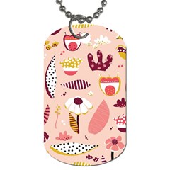 Scandinavian Flat Floral Background Coral Pink White Black Gold Pattern Dog Tag (one Side) by Sarkoni