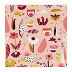 Scandinavian Flat Floral Background Coral Pink White Black Gold Pattern Medium Glasses Cloth (2 Sides) Front