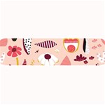 Scandinavian Flat Floral Background Coral Pink White Black Gold Pattern Large Bar Mat 32 x8.5  Bar Mat