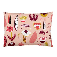 Scandinavian Flat Floral Background Coral Pink White Black Gold Pattern Pillow Case (two Sides) by Sarkoni