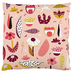 Scandinavian Flat Floral Background Coral Pink White Black Gold Pattern Large Cushion Case (one Side) by Sarkoni