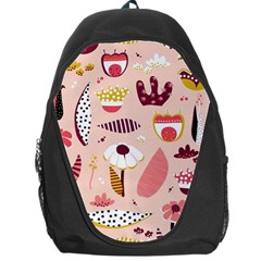 Scandinavian Flat Floral Background Coral Pink White Black Gold Pattern Backpack Bag by Sarkoni